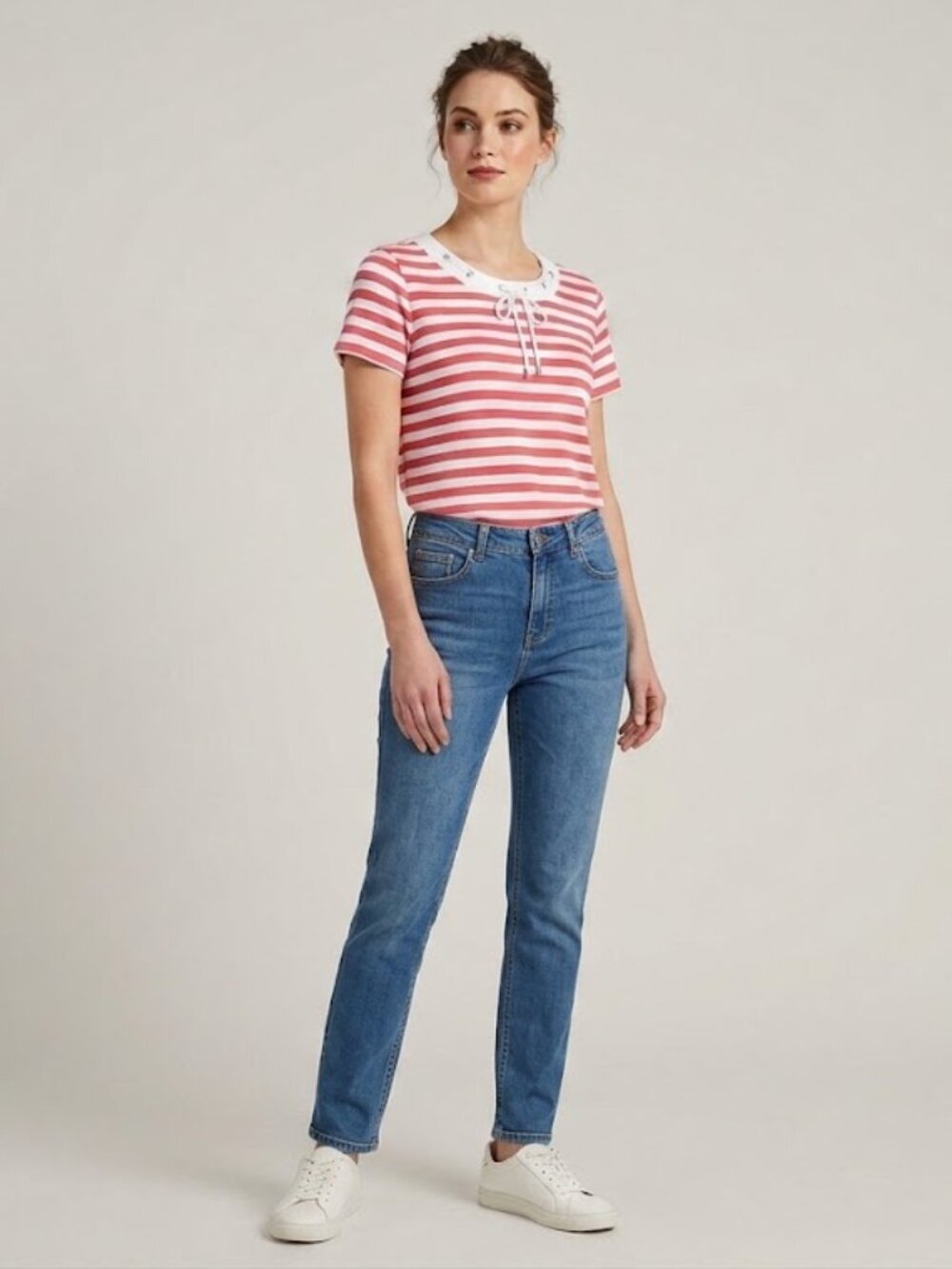 Vintage Sag Harbor Striped Knit Short Sleeve Top - Size Large